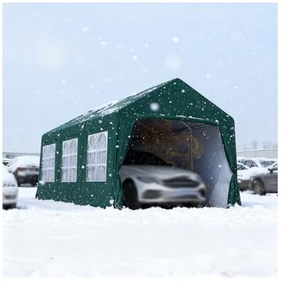 Outdoor-Carport Mit Metallrahmen, Wind- Und Schneesicher, Robust, Für Traktoren, LKWs, Wohnmobile Und SUVs Geeignet(9.8x19.6x6.5 ft)