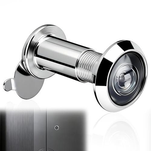 Chrome 180° Door Viewer Spy Hole 14mm Adjustable 35-60mm Zinc Alloy Silver