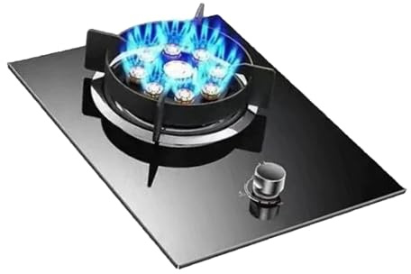 THEGA Fornello A Gas da 5,2 KW, Fornello A Gas Ad Alta Potenza A Nove cavità, Griglia per Pentole in Ghisa E Vetro Temperato, con Protezione Anti-spegnimento, per Cucina Domestica(LPG)