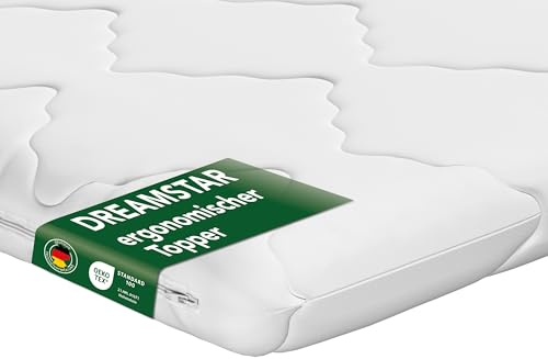 DREAMSTAR Madrassbäddmadrass 180 x 200 cm fast | Good Night madrassöverdrag 6 cm hög | Oeko-TEX certifierad och ergonomisk för resårsäng, husvagnar och gästsäng | halkfri tack vare band för