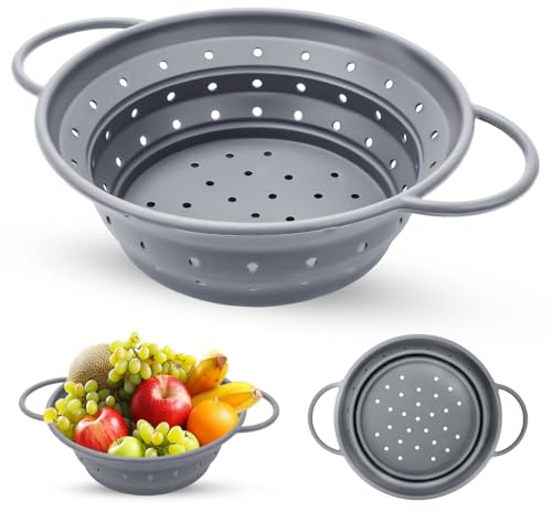 Pastasil vikbar silikon, 21,6 cm kökssil med värmebeständig och diskmaskinssäker, vikbar sil för pasta, grönsaker och camping