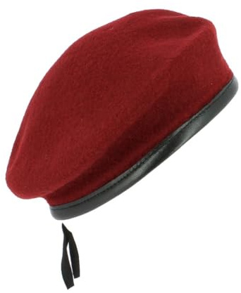 Patrol Béret Militaire Amarante Bord en Cuir Équipements