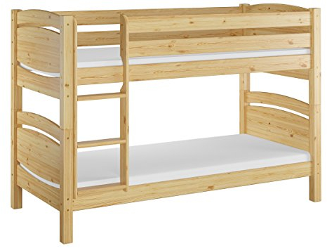 Erst-Holz®Etagenbett Massivholz Kiefer 90x200cm Stockbett hohes Bett + Rollrost + Matratze 60.13-09 Ni70 M