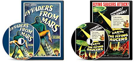 Invaders from Mars (1953) + Earth vs the Flying Saucers (1956) Sci-Fi Movie / Film Collection on DVD (DVD-R)