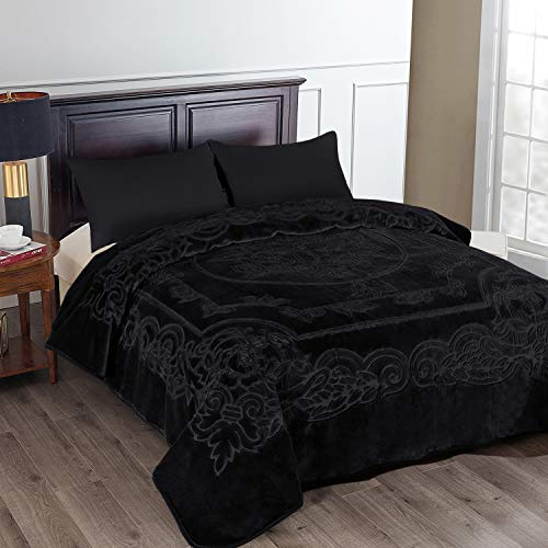 JML Fleece Blanket King Size, Heavy Korean Style Faux Mink Blanket for Winter, 85 x 95 Inches- 9 Lbs, Single Ply, Soft Thick Warm Raschel Home Decor for Fall, Fluffy Cozy Bedding Gift, Black