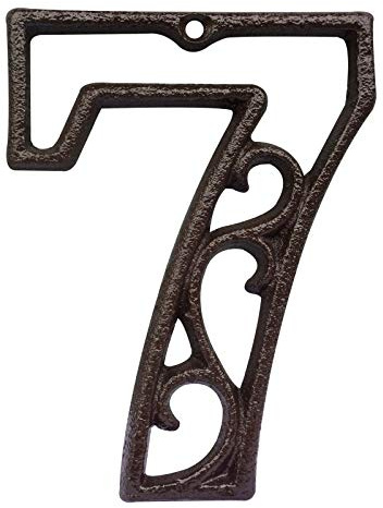 Numeri civico-decorativi in ghisa rustica alta 4,6 pollici (numero 7)