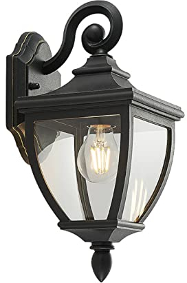 Outdoor Wall Light 'Cerys' dimmable (Antique, Vintage) in Black (1 Light Source, E27) from Lindby | Wall lamp for Exterior/Interior Walls, House, Terrace und Balcony