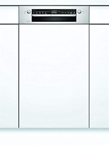 Bosch SPI2IKS10E Serie 2 Geschirrspüler Teilintegriert, 45 cm, Edelstahl, 78 kWh pro 100 Zyklen, 9 MGD, Extra Trocknen, Vario Besteckkorb, Home Connect