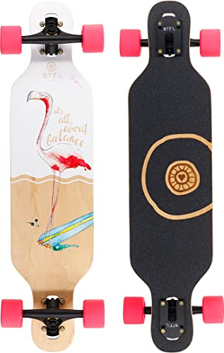 BTFL Longboard für Kinder ab 5 Jahren, Komplettboard mit ABEC 9 Kugellagern, Drop Through Cruiser, Skateboard für Anfänger & Fortgeschrittene, Freeride & Outdoor