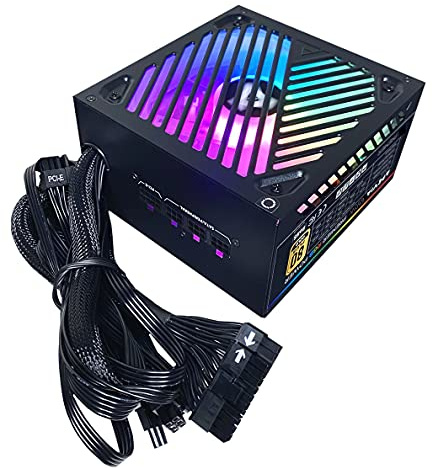 Apevia ATX-PM650W Premier 650W 80+ Gold Certified Active PFC ATX Semi-Modular Gaming Power Supply with 366 RGB Light Modes
