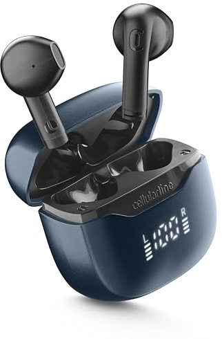 cellularline CORE PRO Auricolari Bluetooth con ENC e 4 Microfoni, Multipoint Technology, Display LED, Autopairing, 30 Ore di Autonomia, Nero
