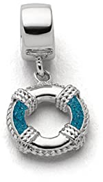 DUR Charm Rettungsring aus 925 Sterling Silber mit Steinsand veredelt, Silber/Blau, 10mm, F264
