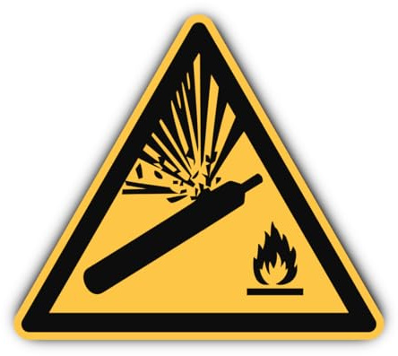 Warnung vor Gasflaschen: W029 - DIN EN ISO 7010 / ASR A1.3 - Aufkleber: 20 cm, 1 Stück