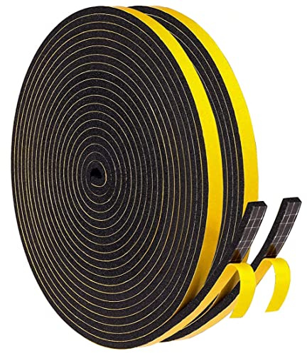 Dichtungsband Türdichtung Selbstklebend 6mm(B) x3mm(D)/20m(L) für Türen Fenster Schaumstoff klebeband Gummidichtung Gegen Kalte Zugluft/Anti-Kollision/Schalldichter/Wasserdichter/Staubdicht, Schwarz