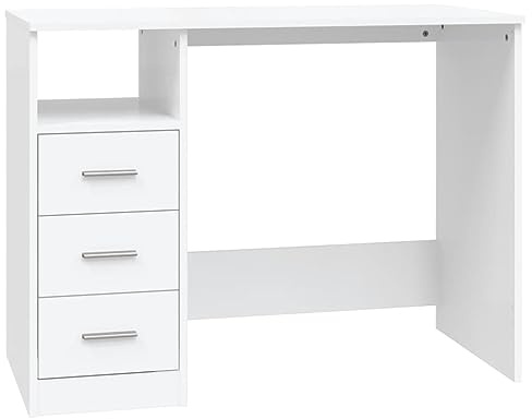 vidaXL Skrivbord med lådor vit 102x50x76 cm konstruerat trä