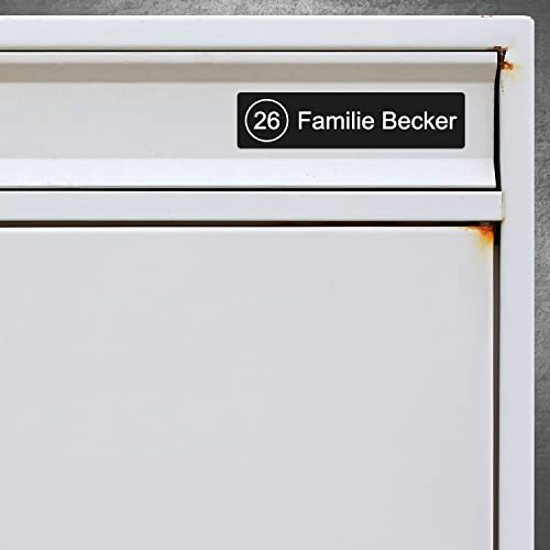 6x Aufkleber für Briefkastenschild Klingelschild Türschild Namensschild Briefkasten Selbstklebend | wetterfest, wetterbeständig | Digitaldruck APD-057 (6x1,5 cm)