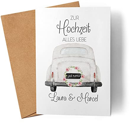 Kiddle-Design Hochzeitskarte Personalisiert Karte Hochzeit Glückwunsch mit Namen Brautpaar Glückwünsche zur Hochzeit Glückwunschkarte