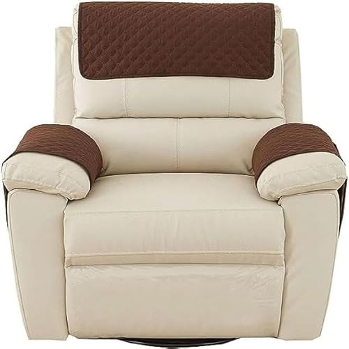 Sofa Armlehnenbezüge，Couch Kopfstützenbezug，Armlehnenschoner，für Armkappen Schonbezüge Sessel Relaxsessel Sofa Armbezug Kopfstützenschutz Sitzbezug Wasserfest Rutschfeste Mit Taschen ( Color : Dark Cu