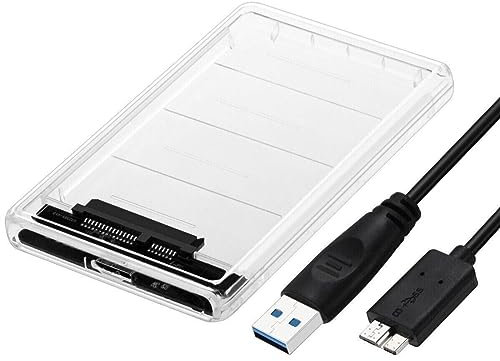NTQinParts 2.5 SATA USB 3.0 Clear Hard Drive Disk HDD SSD Enclosure External Laptop Case for Samsung 870 EVO SATA III SSD 2.5” Internal Solid State Drive 250GB 500GB 1TB 2TB 4TB