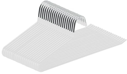 ABHENG Perchas para Pantalones con Lado Abierto, Perchas organizadoras, Paquete de 20, Metal Cromado, 38 x 0,5 x 13 cm, Blanco, AIY0520W