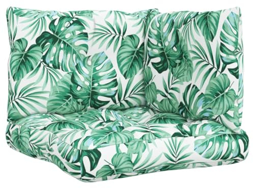 vidaXL Cojines para palets 3 Unidades Tela Estampado de Hojas