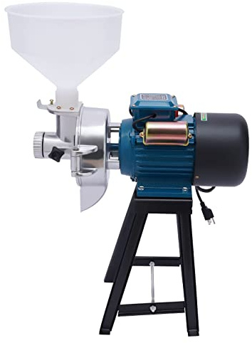 Elec Grain Mill Grinder, 110V 2200W Commercial Corn Mill Grinder Machine Feed Mill Wheat Grinder, Flour Mill Cereals Grinder with Funnel, Dry & Wet Grinder