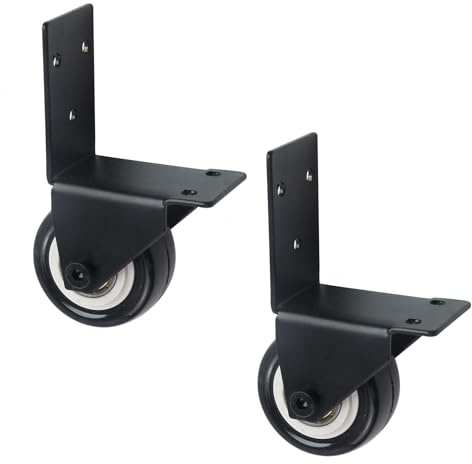 Crapyt 2 PCS Side Mount Casters Swivel Caster Wheels Black Luggage Wheels Replacement 2.4×4.41 L Bracket Casters for Carts, Furniture, Doors