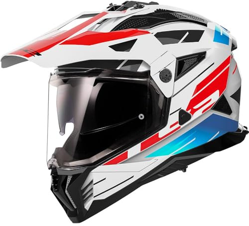 LS2 casco de motocross Pioneer II Namib white blue red L