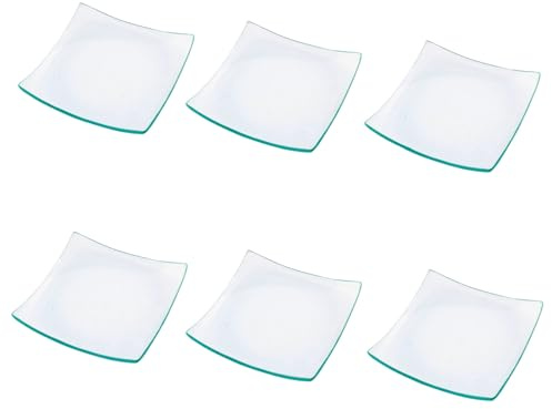 Super Mundo - 6pcs Platos Cristales cuadrados transparentes,Para Cocina y Comedor (11x11cm)