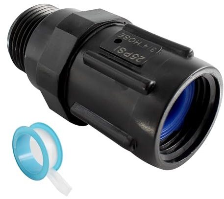 AUXBC Regulador de presión de riego por goteo de 25 PSI, válvula reductora de presión de manguera de jardín de bajo flujo, rosca hembra de 3/4 pulgadas x rosca de manguera macho de 3/4 pulgadas