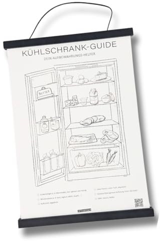 Listenwissen Kunstdruck Kühlschrank-Guide I Kühlschrank-Organisation I DIN A3 I Küche I deutsch I Poster I Deko I Dekoration I Zubehör I Gadgets I Kochinformationen (Poster inkl. Leiste schwarz)