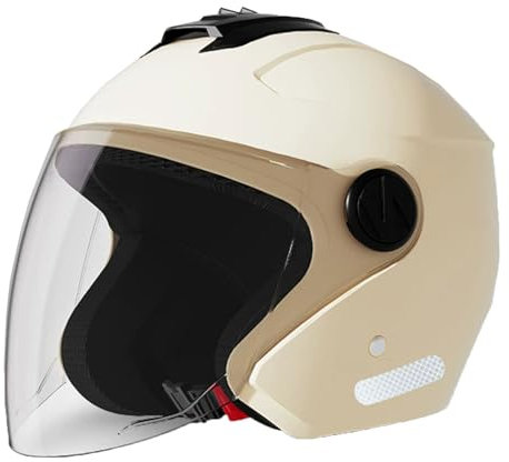 Casque de Scooter Casque de Sécurité Certifié ECE, Casque Moto Jet Casque Scooter, Casque de Moto Adulte, Casque Semi-Ouvert avec Visière