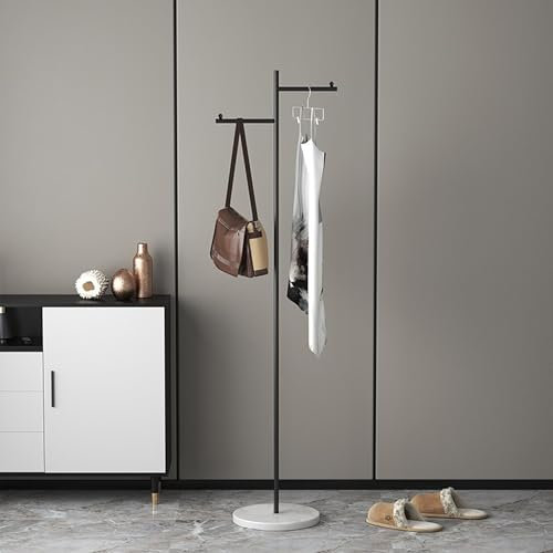 acfeco Kleiderständer, Garderobenständer Metall mit Marble Base, Jackenständer Garderobe Modern Schwarz für Kleidung Taschen und Hüte Höhe 167 cm Flur Schlafzimmer und Wohnzimmer