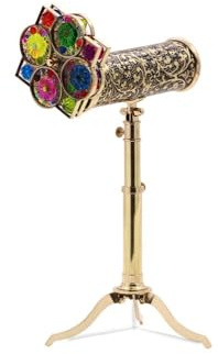 Large Floral Brass Parlor Kaleidoscope with Two Unique Mirror Systems Included Brass Tripod Stand, Limited Edition Kaleidoscope, Perfect Present for Weddings Christmas and Other Occasions