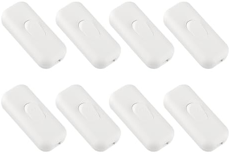 Wippschalter, 6A, 2-polig und 3-polig, für Kleingeräte oder Lampen, Weiß, 8 Stück