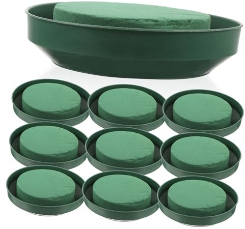 OHPHCALL 10pezzi Vassoi Rotondi per Fiori Mud Blocchi per Composizioni Floreali con Ciotole Assorbenti per Decorazioni Durature e Fiori Freschi