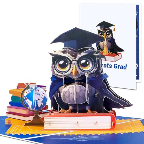 CNLITIHEKA Pop Up Gratulationskarte, Abschlusskarten, Abschlussgeschenke, für College, High School, PHD, Master, mit Umschlag.