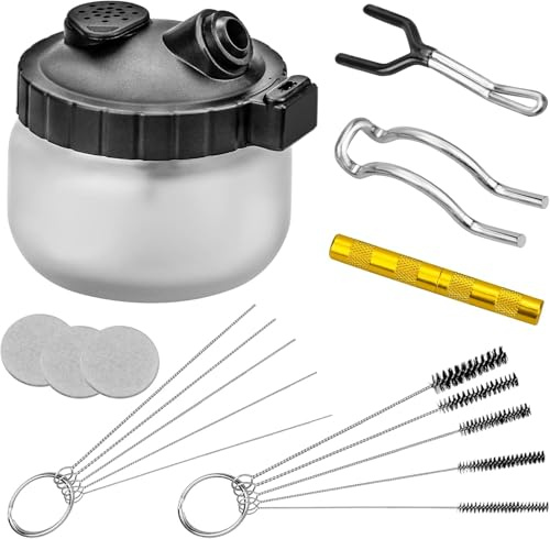 SHUNNBUY Airbrush Cleaning Kit Airbrush Spray Gun Wash Cleaning Tools 1 Airbrush Cleaning Container 5 Nylon Brush 5 Stainless Steel Needle Tool 1 Golden Nozzle Tool Airbrush Cleaning Set