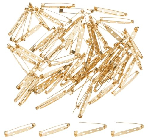 M METERXITY 60pcs Bar Pin 1.6(40mm) Brooch Back Safety Clasp Light Golden