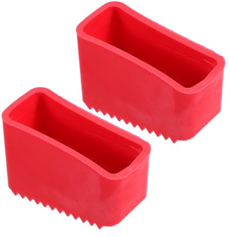 Operitacx 2 Pack Rubber Ladder Feet Replacement Caps, 50 x 20 mm Red Rectangular Step Ladder Clamps, Non-Slip Safety Stabiliser Replacement Pads, Floor Protectors for Extensionladder