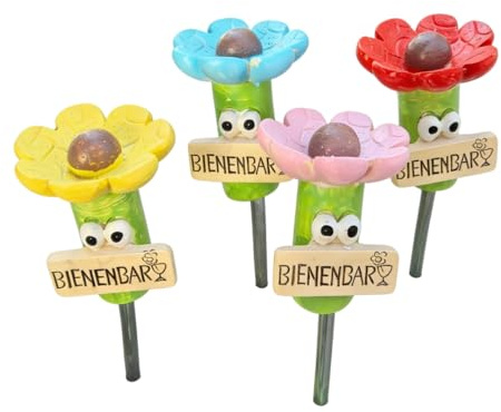 Super Idee 4 Blumen Insektentränke Bienenbar Wassertränke mit Stecker aus Harz für Insekten Bienen Bienentränke Wasserstelle Hummeln Landeplatz Garten Terrasse Balkon Dekoration