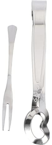 TOPBATHY 2piezas Pinzas y Tenedor Para Caracoles Acero Inoxidable Práctico y Compacto Adecuado Para Sushi Huevos