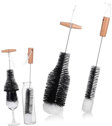 HIAKDOFT Brosses de Cheminée pour Nettoyage des Poêles à Bois et Cheminées Lot de 2 en Bois et Acier Inoxydable Manche Long Polyvalent