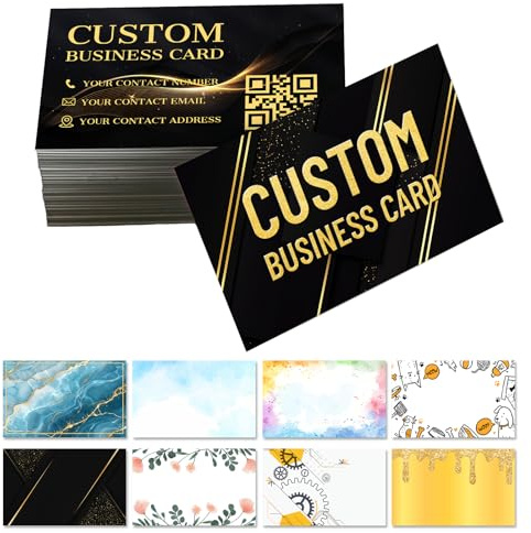 100PCS Personalised Business Cards - Custom Business Cards with Logo Picture Customizable Waterproof for Small 300gsm Matte Paper Front & Back Sides Printed 3.5 X 2 (General Template)
