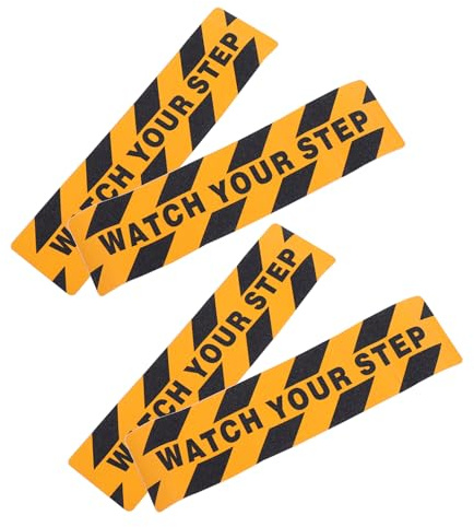 HAWILLOSCH 4piezas Pegatinas Antideslizantes Hogar Cintas Autoadhesivas Diseño De Advertencia Watch Your Step Para Escaleras y Pasillos