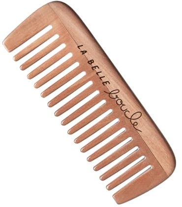 La Belle Boucle - Peigne à Dents Larges en Bois Naturel pour Cheveux Bouclés, Ondulés, Frisés et Crépus - Peigne Afro Démêlant, Grosses Dents Anti-Frisottis