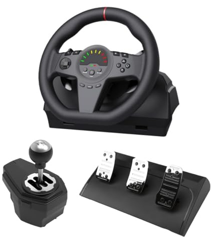 XUMIUZIY Racing Wheel with Pedals and Shifter, 270 Gaming Steering Wheel, Real Force Feedback, Driving Wheels Set for PC, /3, XboxOne, S witch, X box Series X|S