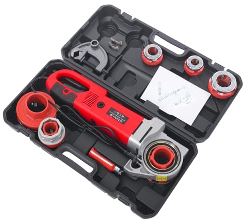 Tagliatubi elettrico con motore in rame da 2300 W per tubazioni strumento con filiera e custodia per tubi zincati, tubi dell'acqua, tubi in alluminio (rosso)
