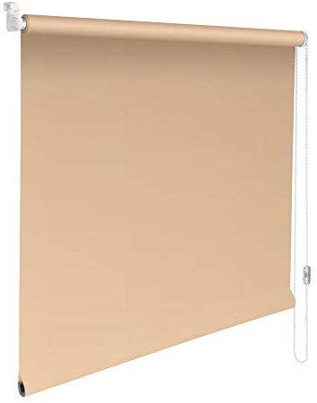 Sonnenschutz-HH® - Mini Verdunkelungsrollo Abdunkelungsrollo Minirollo Rollo KLEMMFIX Seitenzugrollo Kettenzugrollo inkl. Klemmträger ohne Bohren - Außenmaß Breite 155 x 70 cm Höhe - beige-karamell