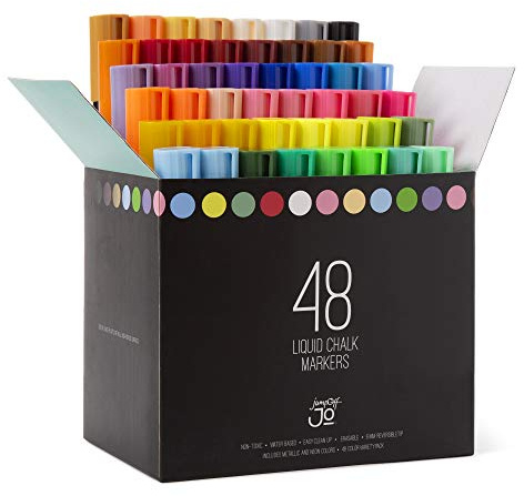 JumpOff Jo – Liquid Chalk Markers – Reversible Chisel and Round Tip – Multi Color (48)